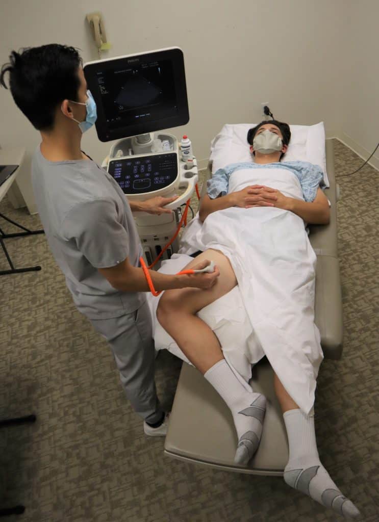 DVT Ultrasound Machine and Patient Positioning